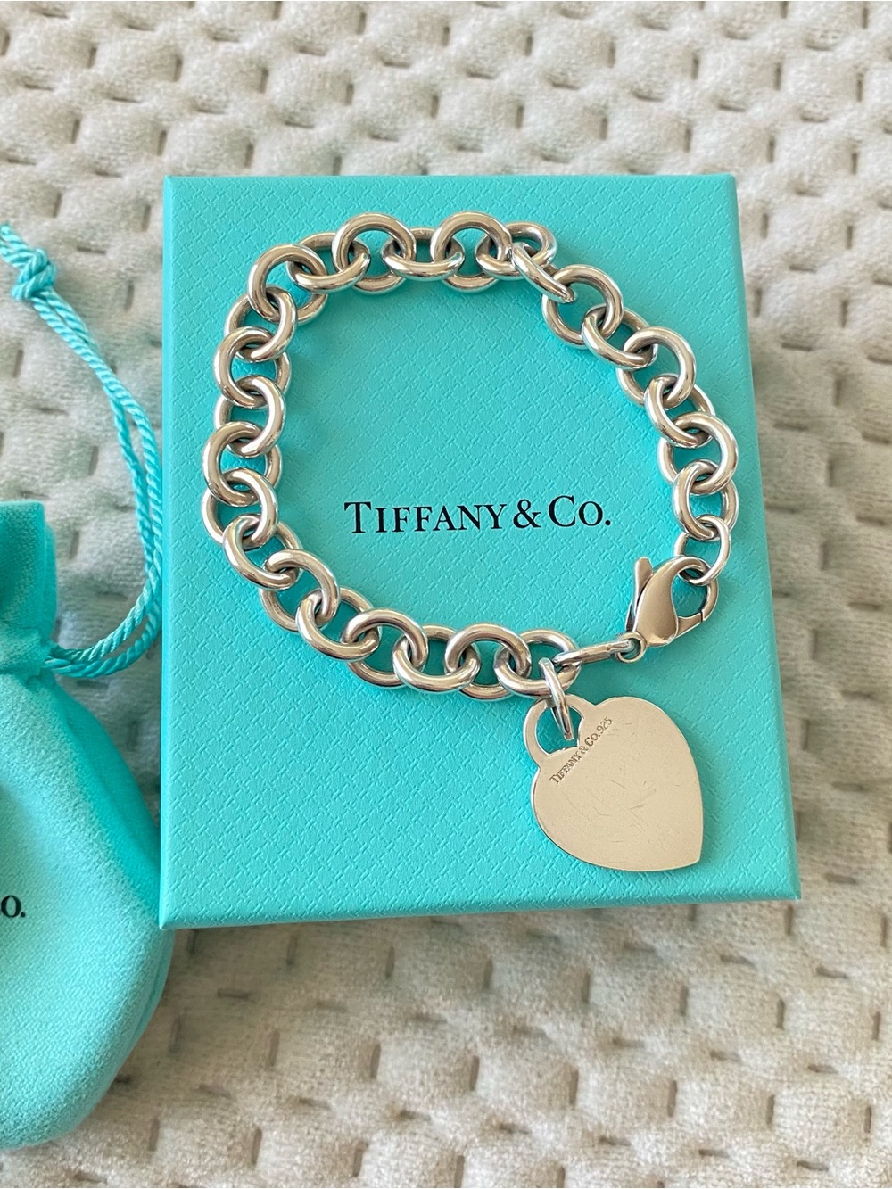 Tiffany & Co. Sterling Silver Heart Tag Charm Bracelet